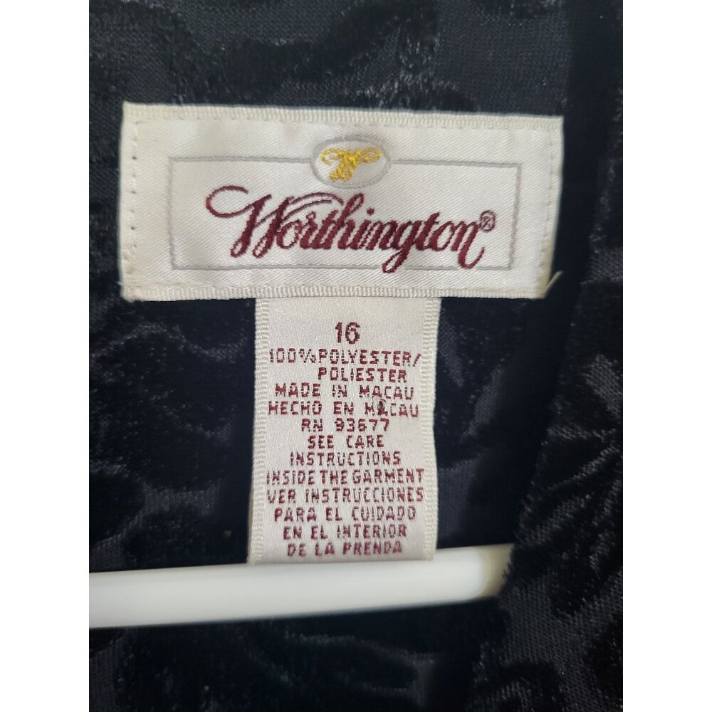 VTG Worthington SZ 16 Womens Maxi Long Sleeve Black Velvet Burnout Whimsigoth - Picture 5 of 8